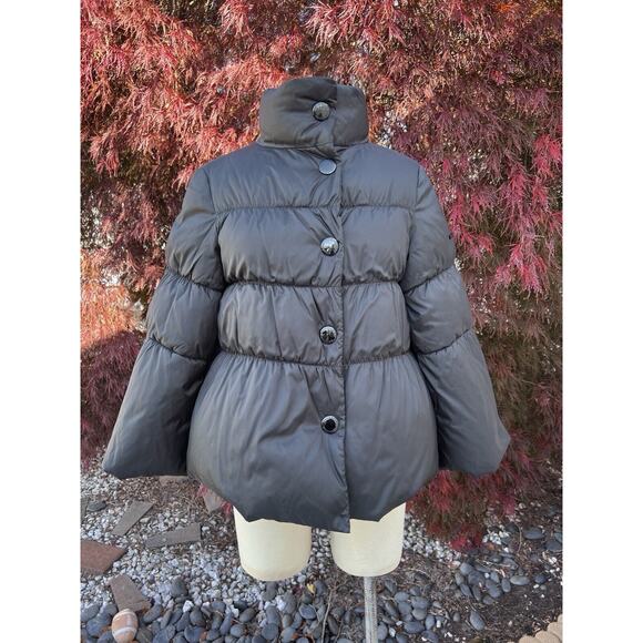 Paul & Shark Womens Down Jacket Size S Black A-line Bell Sleeves Snap Front - Picture 1 of 11